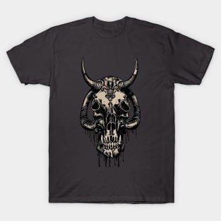 Tribal Tattoo Bulls Skull T-Shirt